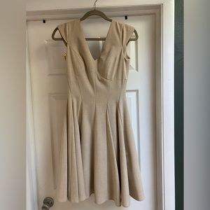 Tan cap sleeve fit and flare Calvin Klein dress